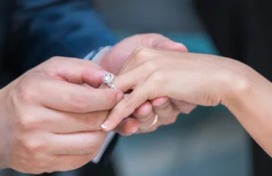 engagement ring on left hand